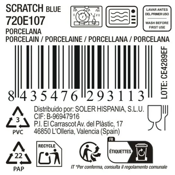 Serving Platter La Mediterránea Scratch blue Porcelain Circular 20 x 2,3 cm (18 Units)