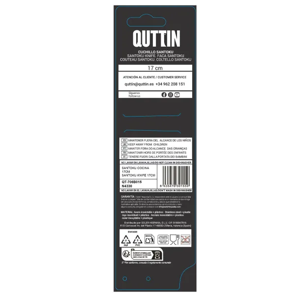 Santoku Knife Quttin Laos 17 cm (24 Units)
