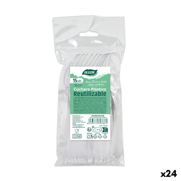 Sarja kierrätettäviä lusikoita Algon Läpinäkyvä 18 cm 15 Kappaletta (24 osaa)
