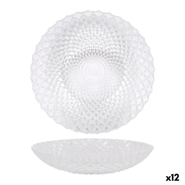 Deep Plate La Mediterránea Diamond Transparent Glass Ø 20 cm (12 Units)
