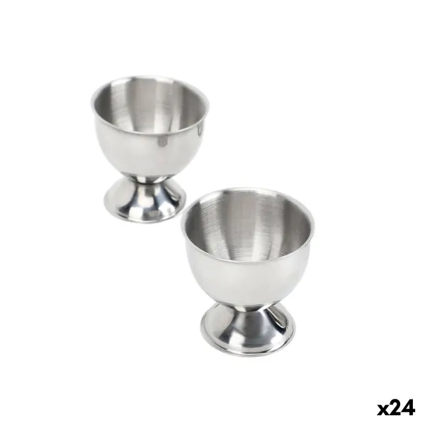 Egg cup Quttin Silver Steel 4,8 x 4,5 cm (2 Pieces) (24 Units)