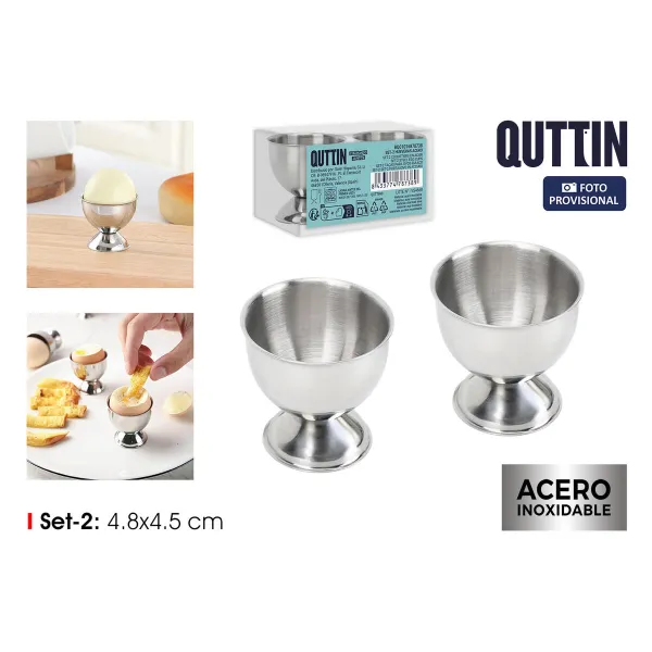 Egg cup Quttin Silver Steel 4,8 x 4,5 cm (2 Pieces) (24 Units)