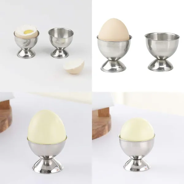 Egg cup Quttin Silver Steel 4,8 x 4,5 cm (2 Pieces) (24 Units)