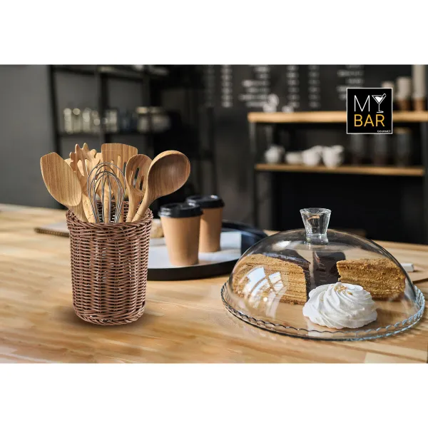 Pot for Kitchen Utensils My Bar RATTAN polypropylene 15 x 15 x 19 cm (12 Units)