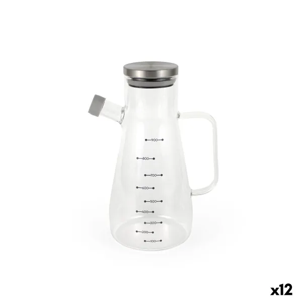 Indelis aliejui La Mediterránea Skaidrus Sidabras Silikoninis Plienas Borosilikatinis stiklas 900 ml (12 vnt.)