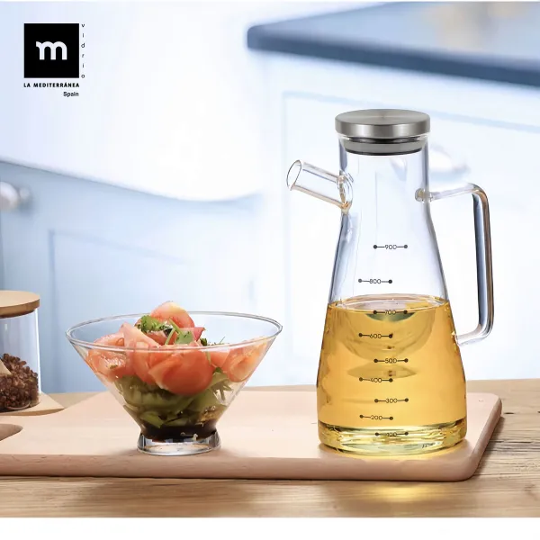 Indelis aliejui La Mediterránea Skaidrus Sidabras Silikoninis Plienas Borosilikatinis stiklas 900 ml (12 vnt.)