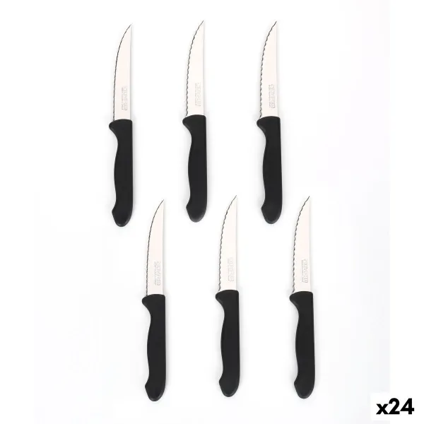 Peilių rinkinys Cuyfor Juoda Sidabras Nerūdijantis plienas polipropileno 6 Dalys (24 vnt.)