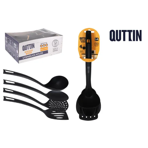 Kitchen Utensils Set Quttin Quttin Nylon 36 X 10,3 X 10 cm Black 4 Pieces (6 Units)