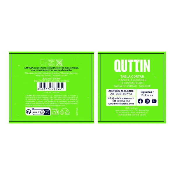 Cutting board Quttin Brown 27 x 15 x 1,6 cm (24 Units)