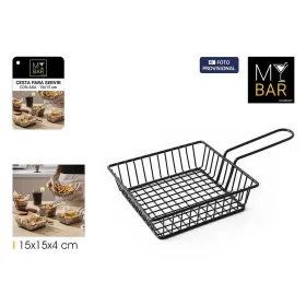 Basket for Presenting Aperitifs My Bar 15 x 15 x 4 cm (24 Units)