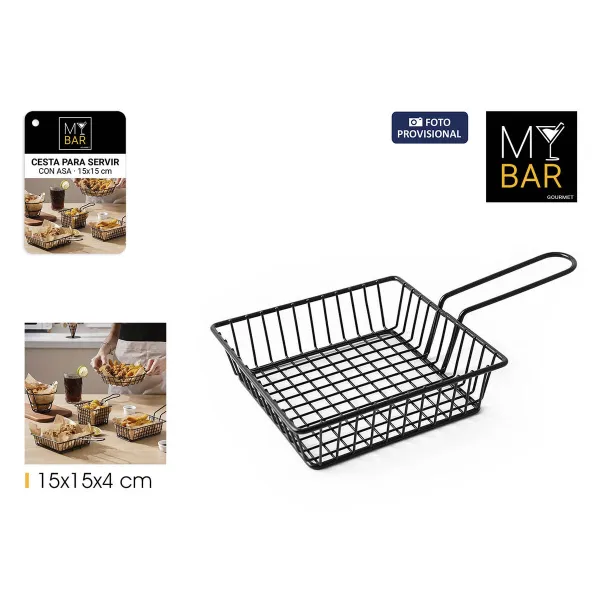 Basket for Presenting Aperitifs My Bar 15 x 15 x 4 cm (24 Units)