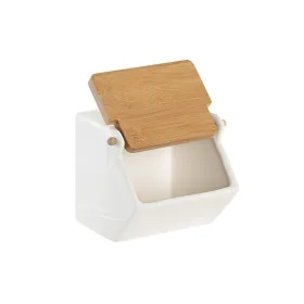Druskinė su dangteliu DKD Home Decor 12,5 x 14 x 12 cm Natūralus Porcelianas Balta