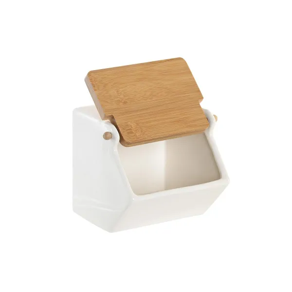 Druskinė su dangteliu DKD Home Decor 12,5 x 14 x 12 cm Natūralus Porcelianas Balta