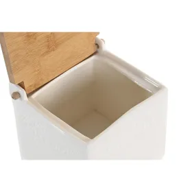 Druskinė su dangteliu DKD Home Decor 10,5 x 9 x 9 cm Natūralus Porcelianas Balta