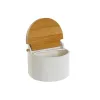 Druskinė su dangteliu DKD Home Decor Balta Natūralus Bambukas Porcelianas 12 x 10 x 11 cm