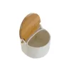 Druskinė su dangteliu DKD Home Decor Balta Natūralus Bambukas Porcelianas 12 x 10 x 11 cm