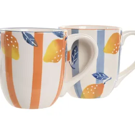 Кружка Mug Home ESPRIT Жёлтый Синий Белый Оранжевый Лимонный Средиземноморье С облегчением 360 ml (4 штук)