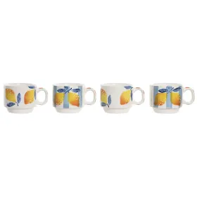 Набор из кофейных чашек Home ESPRIT Жёлтый Синий Белый Оранжевый Металл Dolomite 260 ml