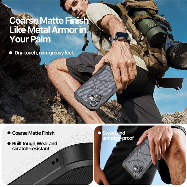 Dėklas Dux Ducis Shld Apple iPhone 17 juodas (Triangle Pattern)