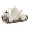 Набор из кофейных чашек Home ESPRIT Белый Темно-коричневый Бамбук Фарфор 240 ml 6 Предметы