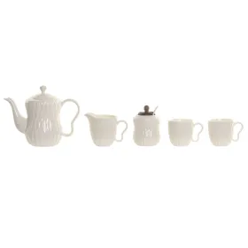 Набор из кофейных чашек Home ESPRIT Белый Темно-коричневый Бамбук Фарфор 240 ml 6 Предметы