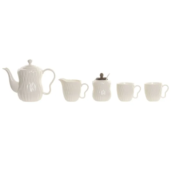 Набор из кофейных чашек Home ESPRIT Белый Темно-коричневый Бамбук Фарфор 240 ml 6 Предметы