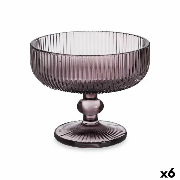 Чашка для мороженого и смузи Vivalto Серый Розовый Cтекло 310 ml Лучи (6 штук)