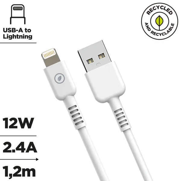 USB to Lightning Cable Muvit for Change White 1,2 m