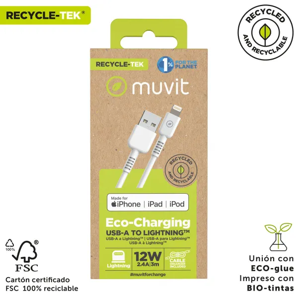 USB to Lightning Cable Muvit for Change White