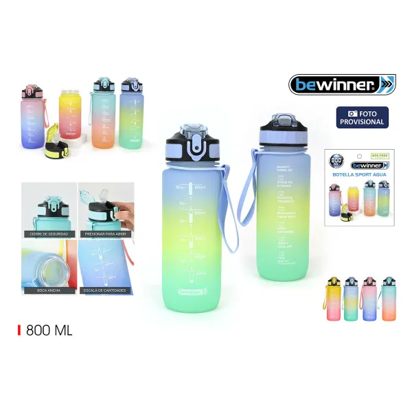 Water bottle Bewinner Multicolour 800 ml 7,5 x 23,5 cm (12 Units)