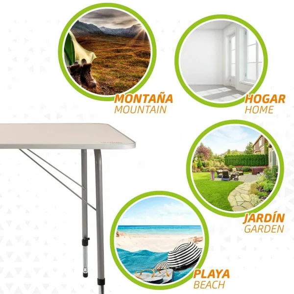 Stalas Aktive 80 x 60 cm Balta Sulankstomas Stovyklavimas