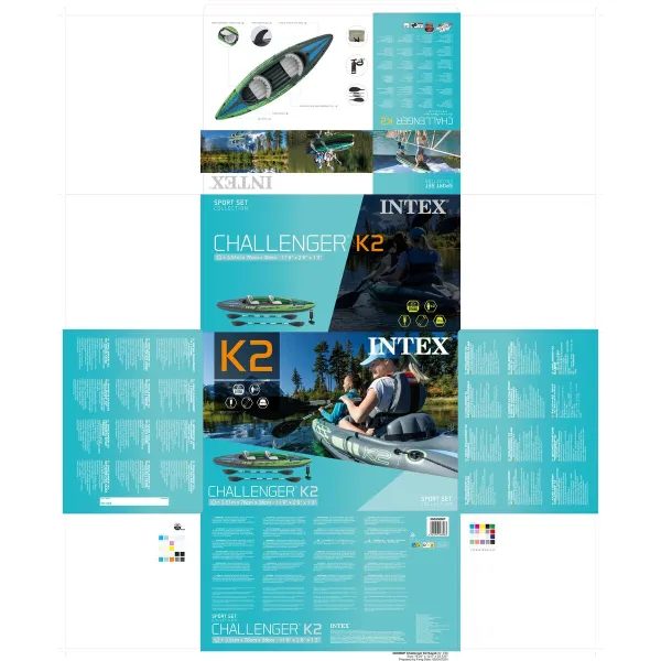 Pripučiamos baidarės Intex Water Lounge 351 x 76 x 38 cm Žalia 2 asmenys