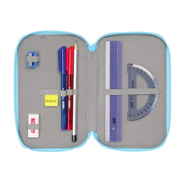School Case with Accessories Snoopy Love Blue 12,5 x 19,5 x 5,5 cm 37 Pieces