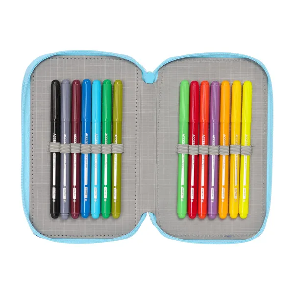 School Case with Accessories Snoopy Love Blue 12,5 x 19,5 x 5,5 cm 37 Pieces