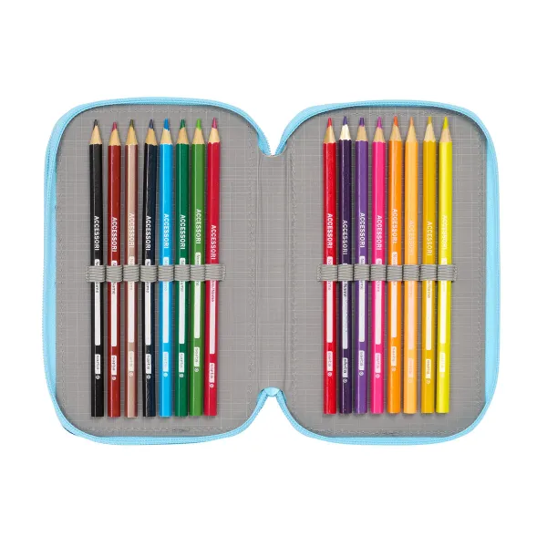 School Case with Accessories Snoopy Love Blue 12,5 x 19,5 x 5,5 cm 37 Pieces
