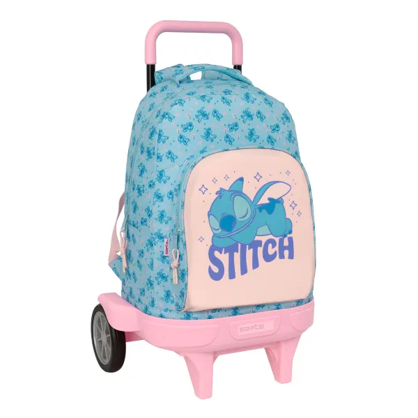 Mokyklinė kuprinė su ratukais Lilo & Stitch Ohana Mėlyna 33 x 45 x 22 cm