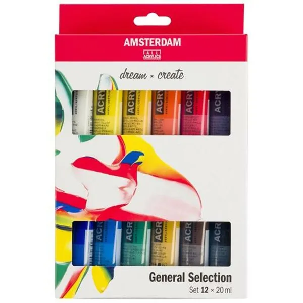 Akrila krāsu komplekts Talens Amsterdam Daudzkrāsains 20 ml 12 Daudzums (3 gb.)