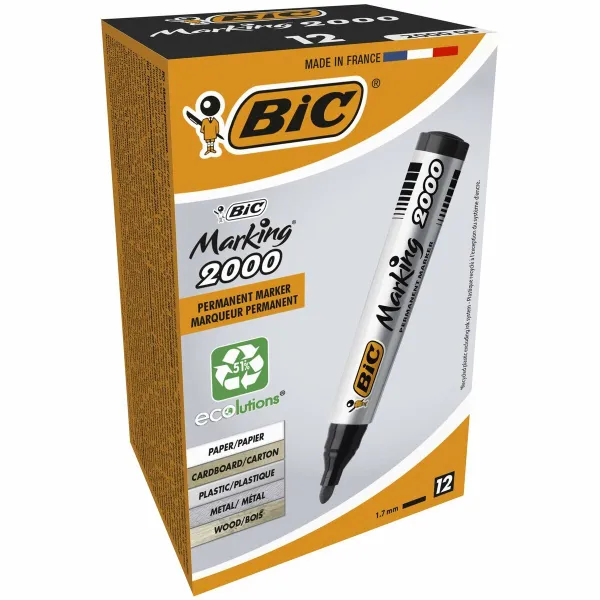Permanent marker Bic Marking 2000 Black (12 Units)