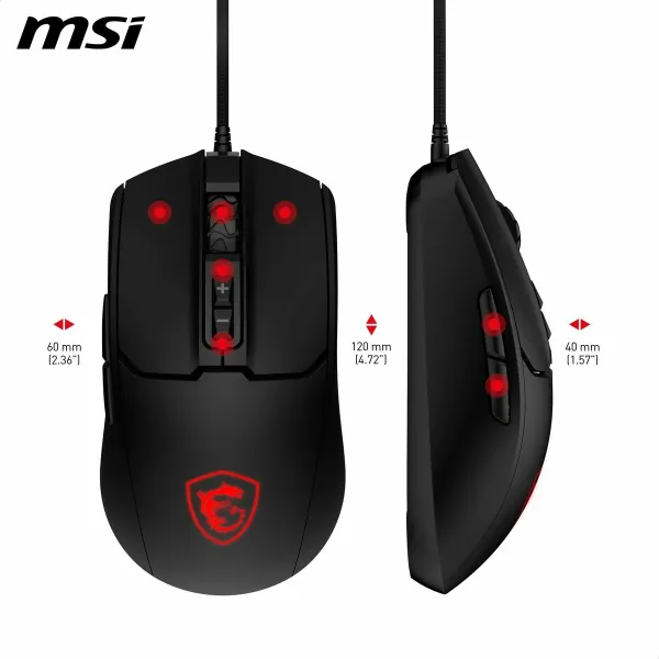 Žaidimų pelė MSI FORGE GM100 Juoda 6400 dpi