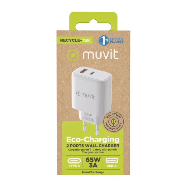Sieninis įkroviklis Muvit for Change MCD320 Balta 18 W