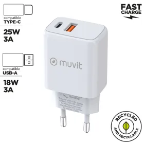 Sieninis įkroviklis Muvit for Change MC-215 Balta 18 W 25 W
