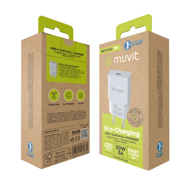Sieninis įkroviklis Muvit for Change HC-261 Balta