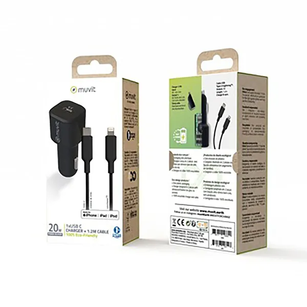 Car Charger Muvit for Change 1 m Black