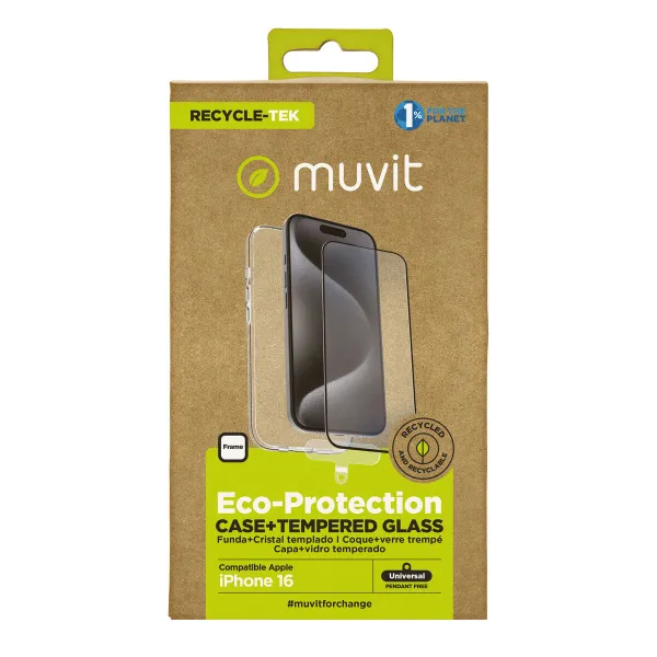 Mobilā Telefona Vāciņš un Aizsargierīce Muvit for Change iPhone 16 Melns