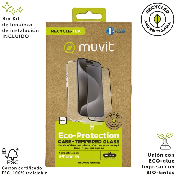 Mobilā Telefona Vāciņš un Aizsargierīce Muvit for Change iPhone 16 Melns