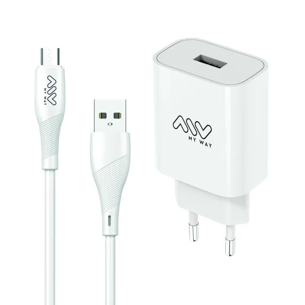 Wall Charger + USB A to USB-C Cable Myway White 12 W