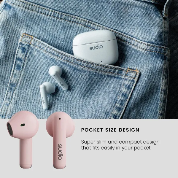 Bluetooth-наушники in Ear Sudio A1 True Wireless Розовый