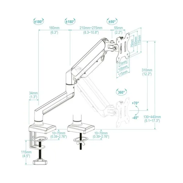 TV Statīvs TooQ DB1334TNR-B 34" 13" 10 kg