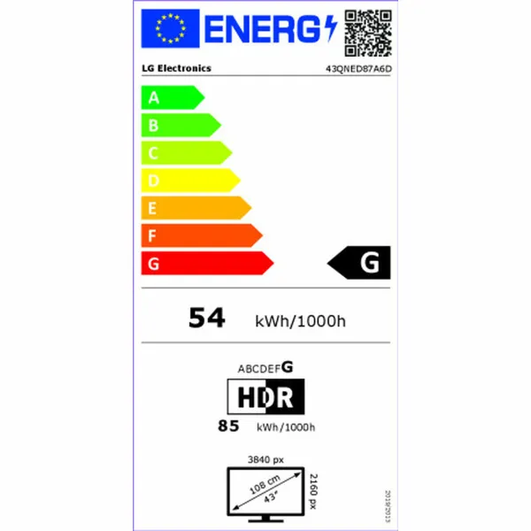 Viedais TV LG 43QNED87A6D 43" 4K Ultra HD LED HDR Edge-LED QNED