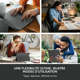 Bluetooth klaviatūra su atrama planšetei Logitech Combo Touch Pilka Prancūzų AZERTY